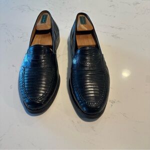 Lizard Black Loafers for Men